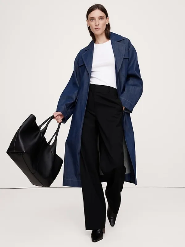 High-Rise Modern Straight Siena Italian Wool Pant sold by Banana Republic