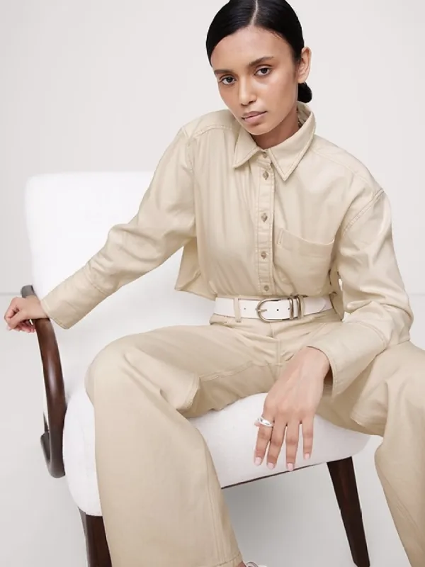 The Boxy Crop Denim Shirt sold by Banana Republic