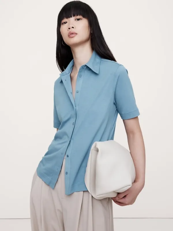 Silky Cotton Button-Down Shirt sold by Banana Republic