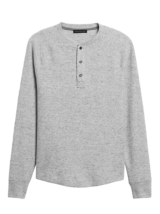 Brushed Waffle-Knit Henley T-Shirt sold by Banana Republic