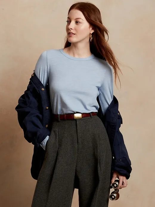 Slub Long-Sleeve T-Shirt sold by Banana Republic product image thumbnail 3