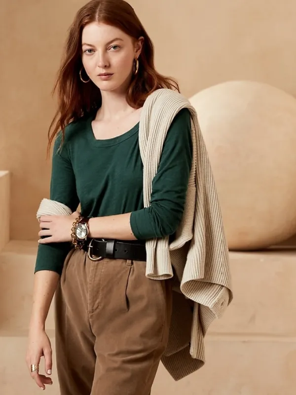 Slub Scoop-Neck T-Shirt sold by Banana Republic