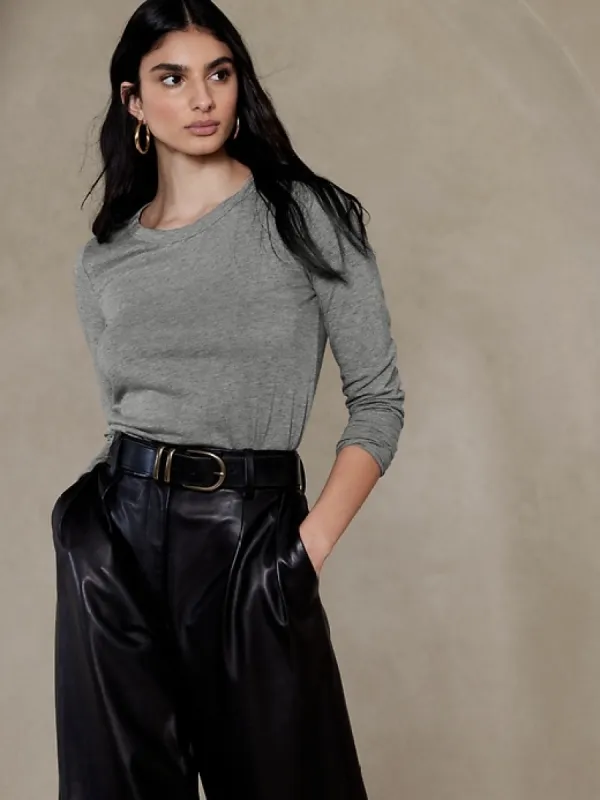 Petite Slub Long-Sleeve T-Shirt sold by Banana Republic