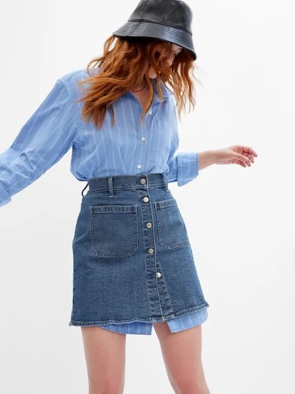 Patch Pocket Denim Mini Skirt sold by GAP