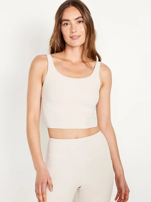 Light Support PowerSoft Ribbed Longline Sports Bra sold by GAP