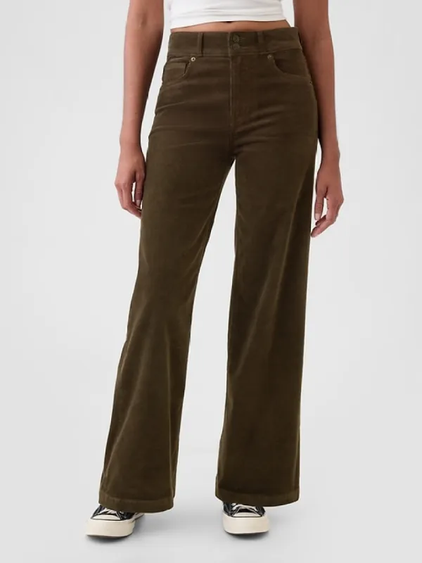 High Rise Corduroy Stride Wide-Leg Pants sold by GAP
