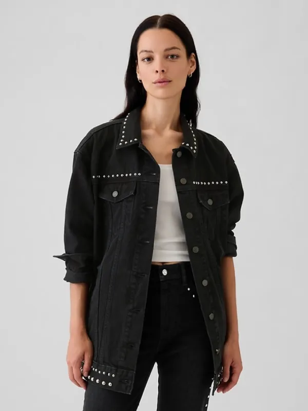 Studded Oversized Icon Denim Jacket sold by GAP