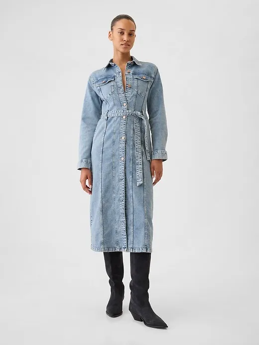Belted Denim Midi Dress sold by GAP