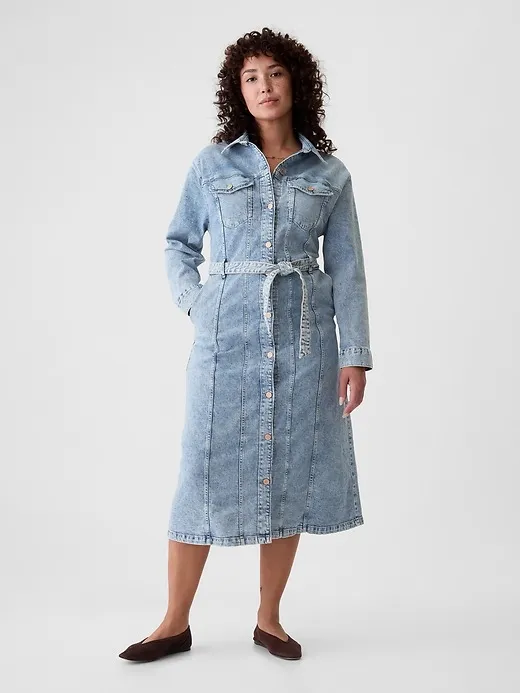 Belted Denim Midi Dress sold by GAP product image thumbnail 5