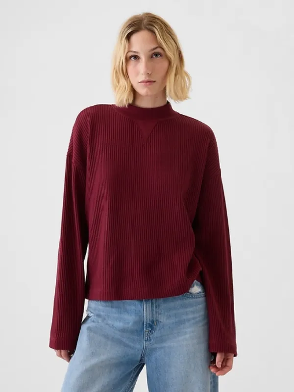 Oversized Mockneck Waffle T-Shirt sold by GAP
