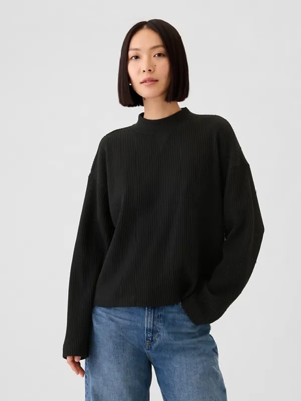 Oversized Mockneck Waffle T-Shirt sold by GAP