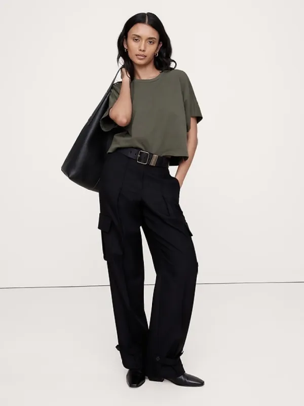 Cotton Boxy-Crop Dolman T-Shirt sold by Banana Republic
