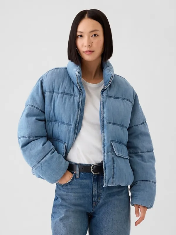 Oversized Denim Puffer Jacket sold by GAP