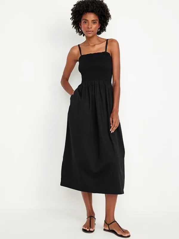 Fit & Flare Smocked Midi Dress sold by GAP