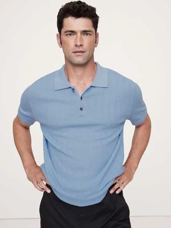 Herringbone Cotton Sweater Polo sold by Banana Republic