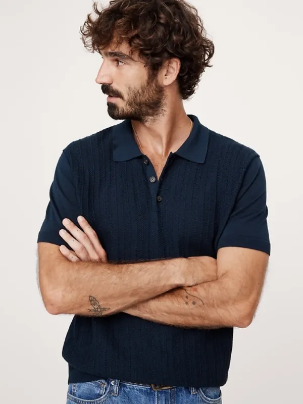 Herringbone Cotton Sweater Polo sold by Banana Republic