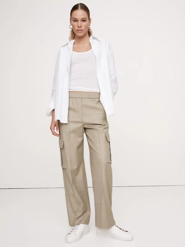 Pull-On Wool Flannel Cargo Pant sold by Banana Republic