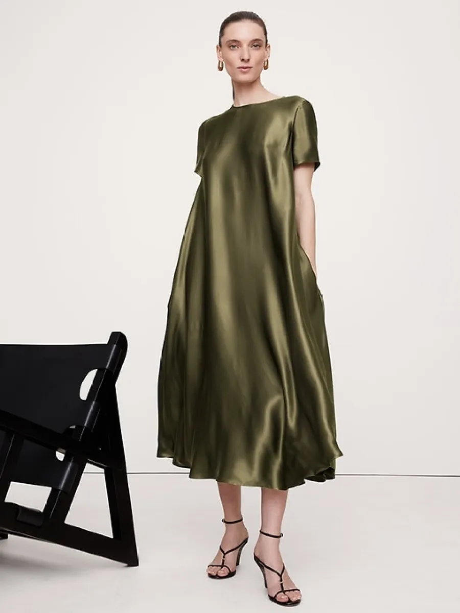 aurelia satin trapeze mini dress Aurelia Italian Satin Trapeze Dress