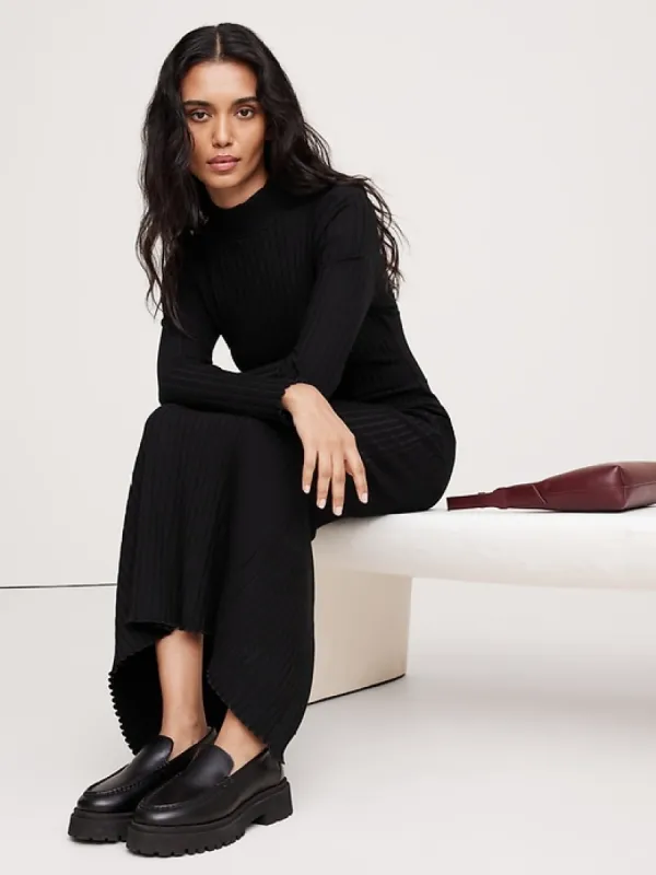 Wide Ribbed Turtleneck Maxi Dress sold by Banana Republic