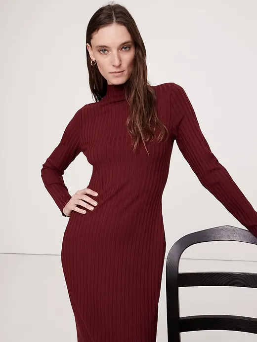 Wide Ribbed Turtleneck Maxi Dress sold by Banana Republic product image thumbnail 3