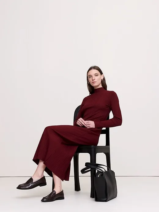 Wide Ribbed Turtleneck Maxi Dress sold by Banana Republic product image thumbnail 5