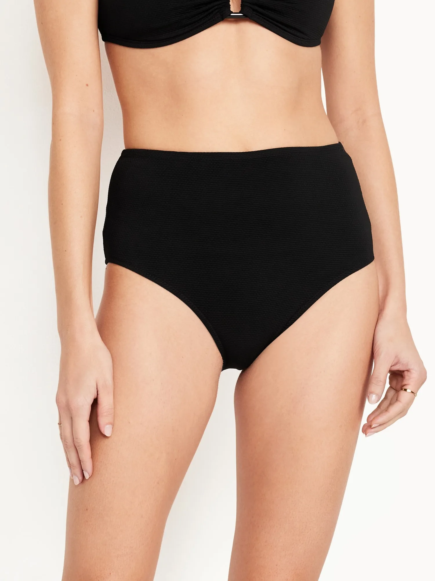 High-Waisted Textured Bikini Swim Bottoms sold by GAP