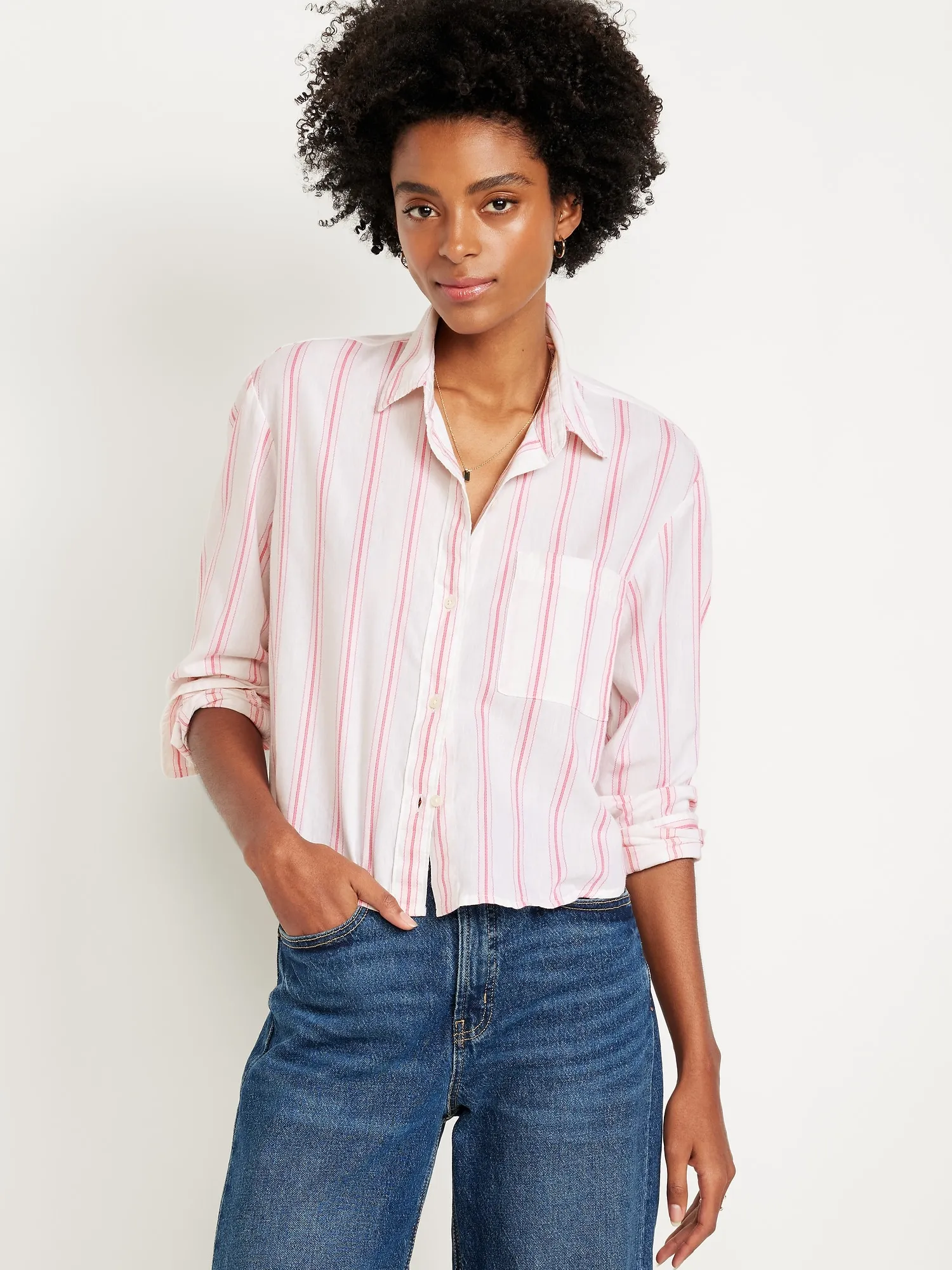 Cropped Button-Down Striped Shirt sold by GAP