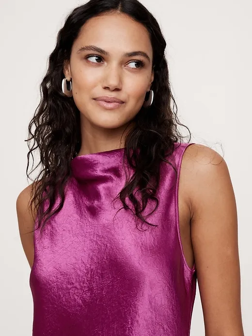 Crinkle-Satin Shift Dress sold by Banana Republic product image thumbnail 3
