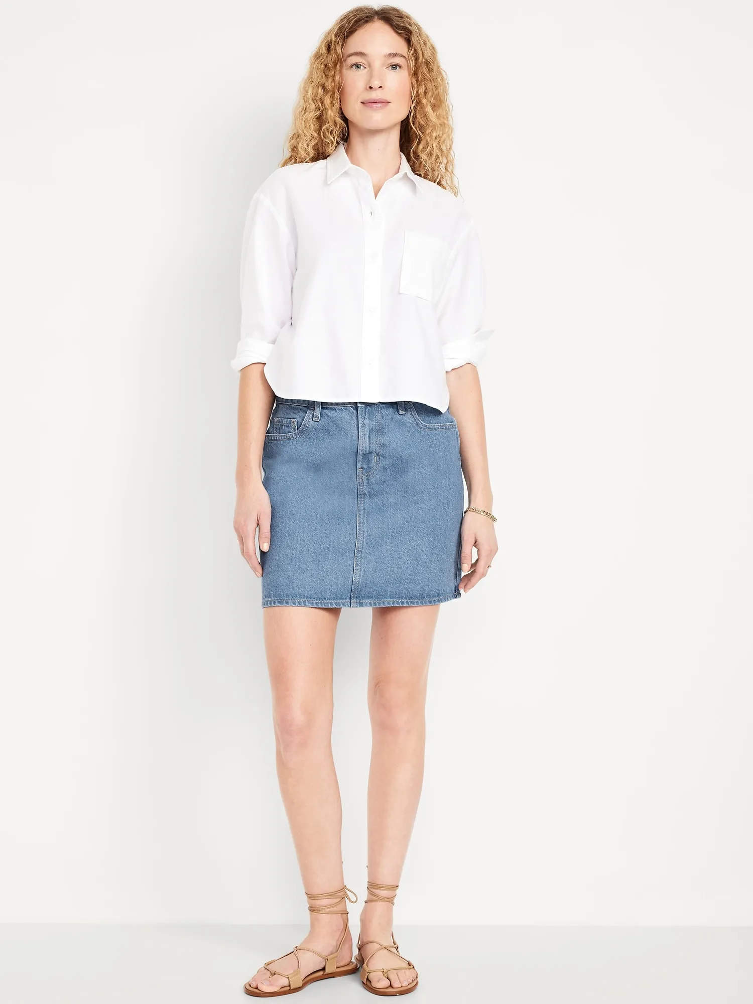 Mid-Rise Wow Jean Mini Skirt sold by GAP