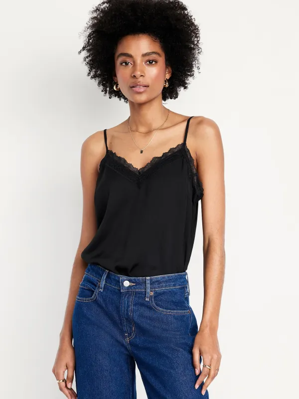 Lace-Trim Satin Cami Top sold by GAP