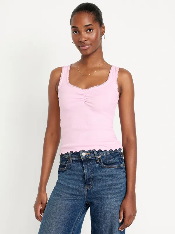 Ribbed Cinched-Front Tank Top sold by GAP