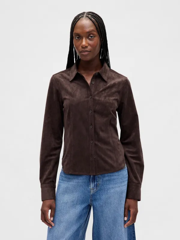 Vegan Suede Fitted Shirt made by GAP