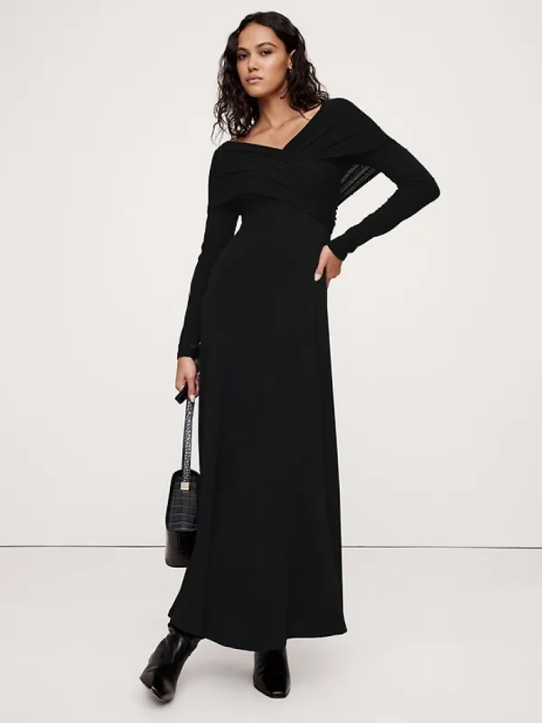 Luxe Wool-Blend Off-Shoulder Maxi Dress sold by Banana Republic