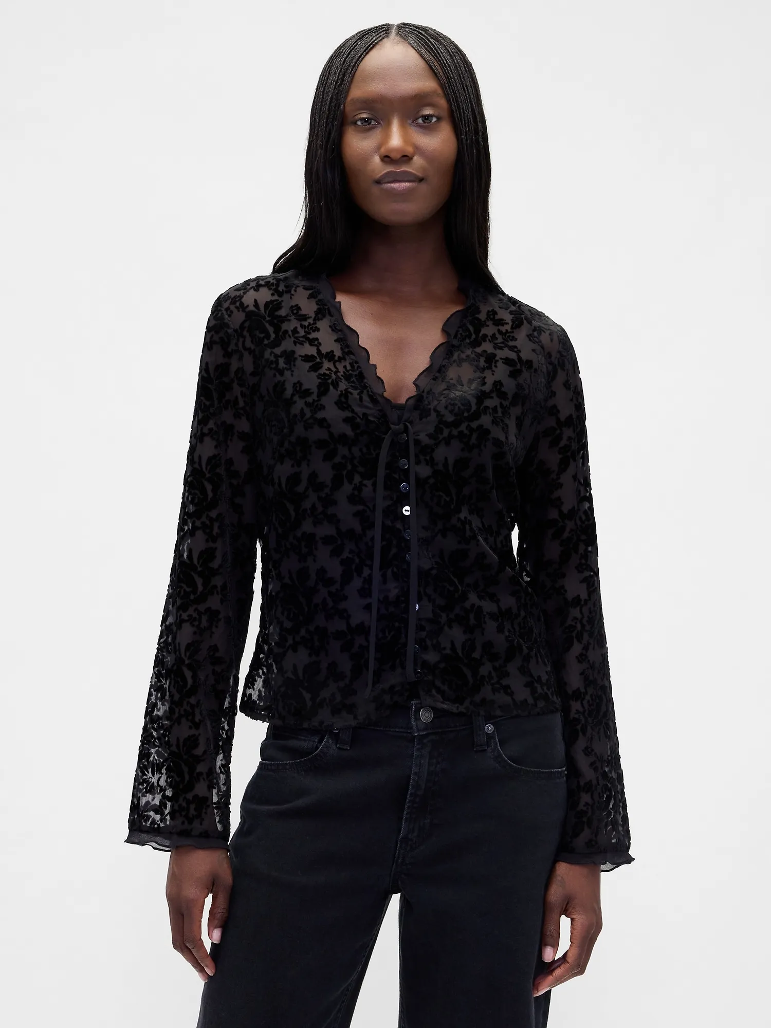 Burnout Velvet Shirt sold by GAP