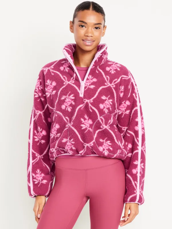 Printed Loose Sherpa Quarter-Zip Pullover sold by GAP