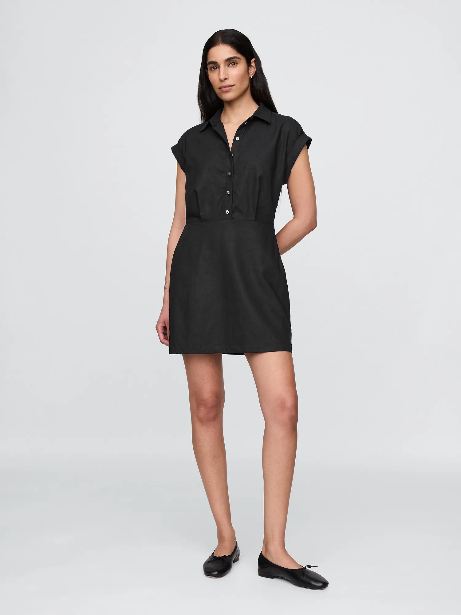 Linen-Blend Shirtdress sold by GAP