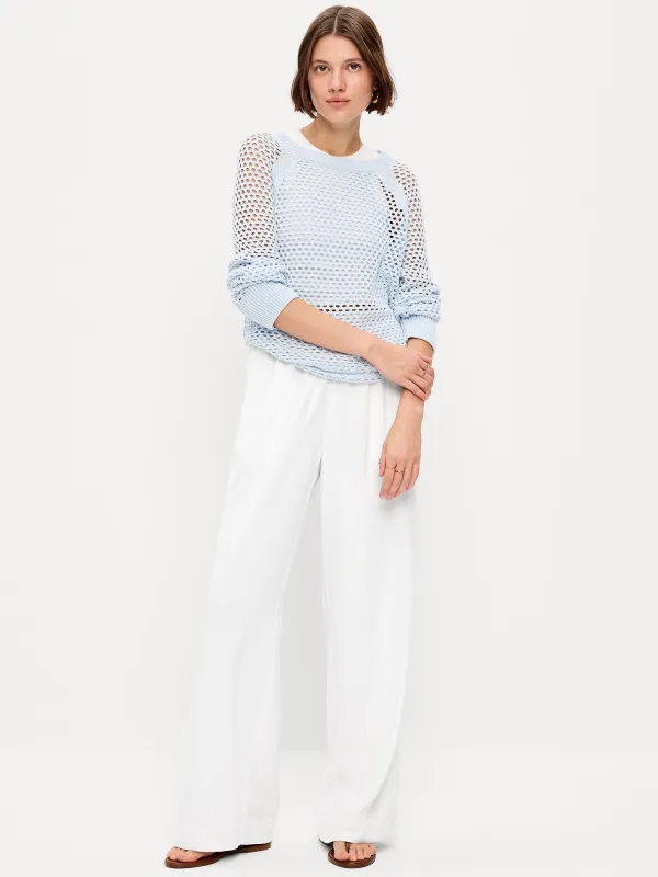 High-Waisted Linen-Blend Super Wide-Leg Pants made by GAP