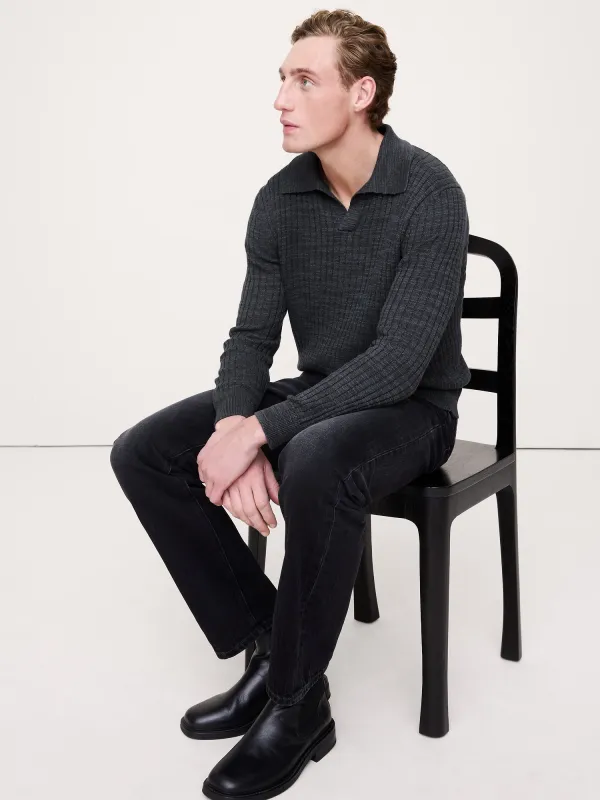 Linen-Cotton Slub Sweater Polo Shirt made by GAP