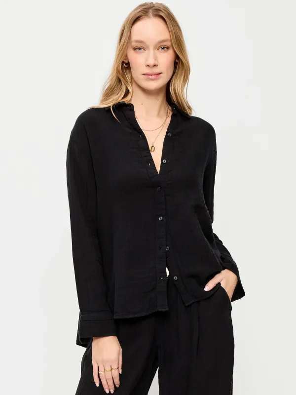 Open-Back Crinkle Gauze Button-Down Shirt made by GAP