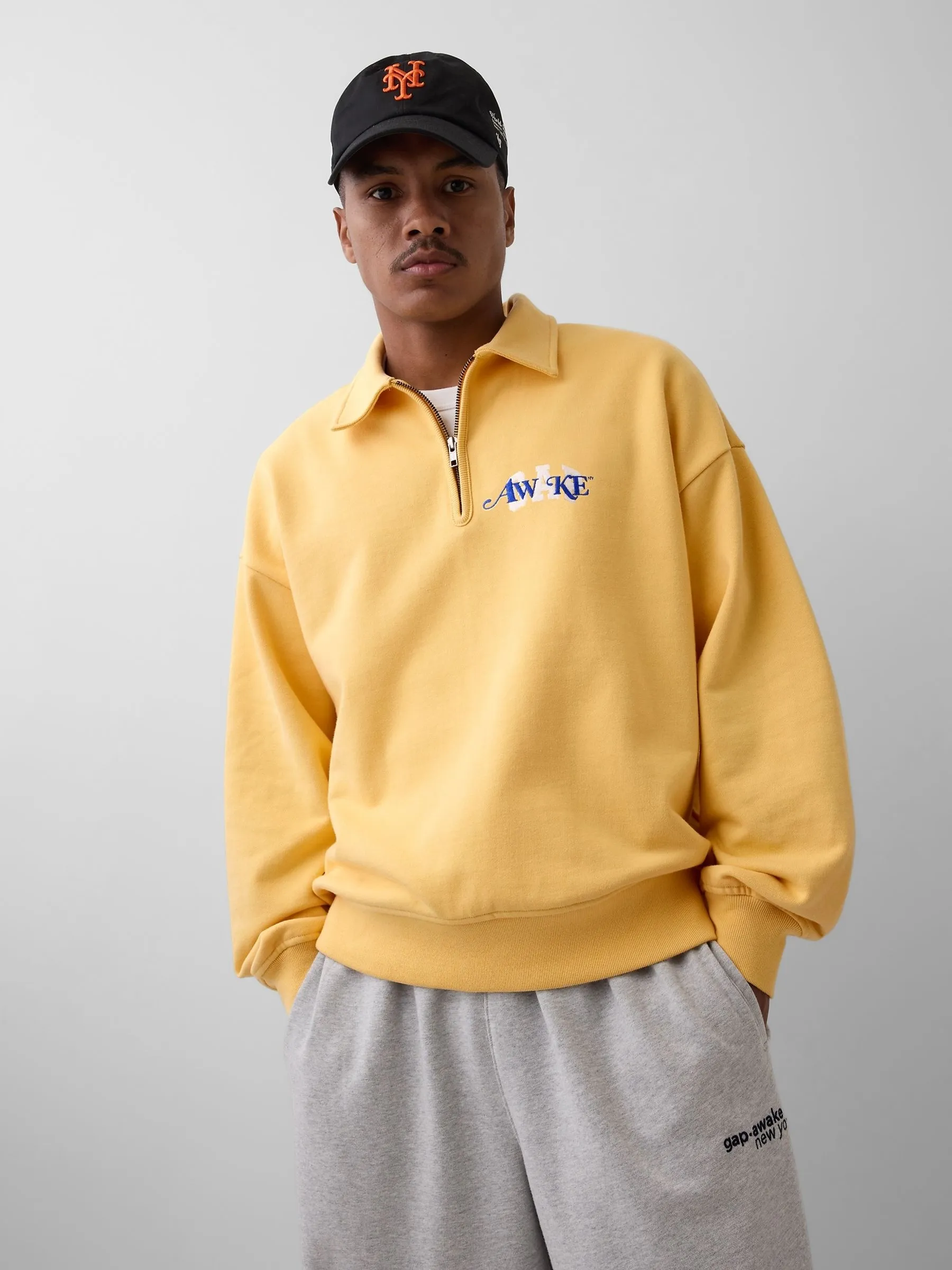 Gap Gap x Awake NY Yellow Heavyweight Oversized Quarter-Zip Jumper sold by GAP