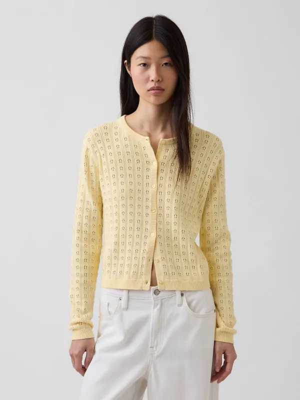 Gap Yellow Pointelle Crop Cardigan made by GAP