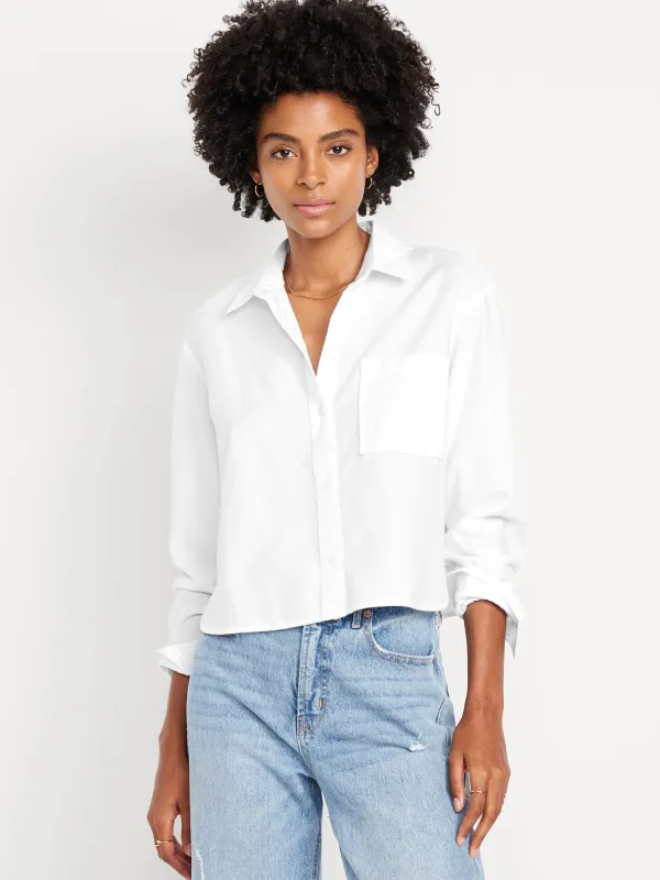 Cropped Button-Down Oxford Shirt made by GAP