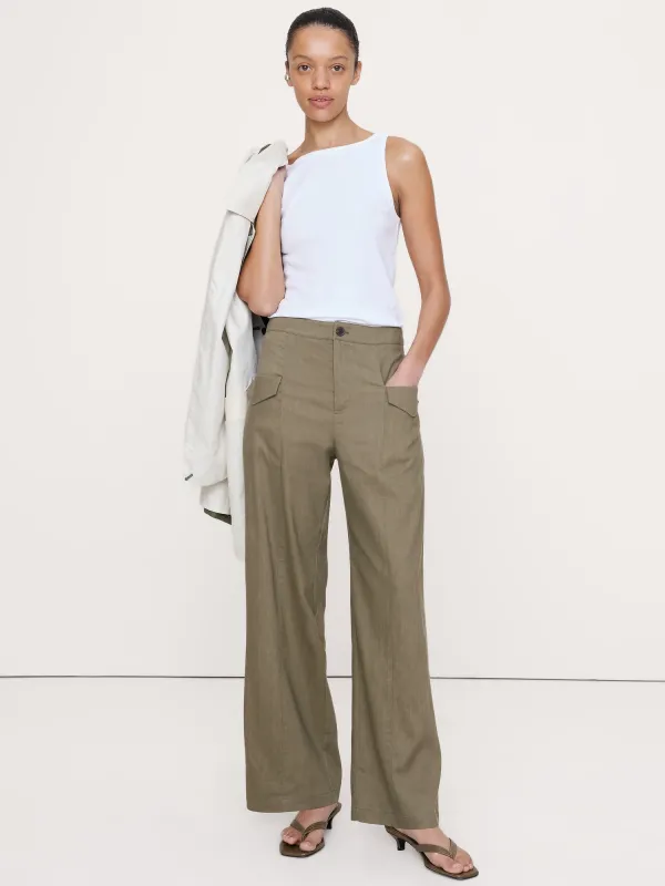 High-Rise Straight Utility Pant in Stretch Linen-Viscose made by GAP