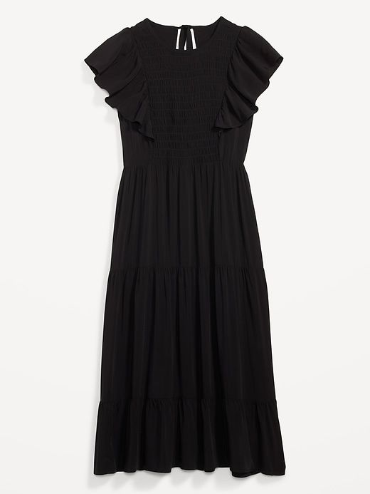 Fit & Flare Flutter-Sleeve Tiered Smocked Midi Dress for Women sold by GAP product image thumbnail 4