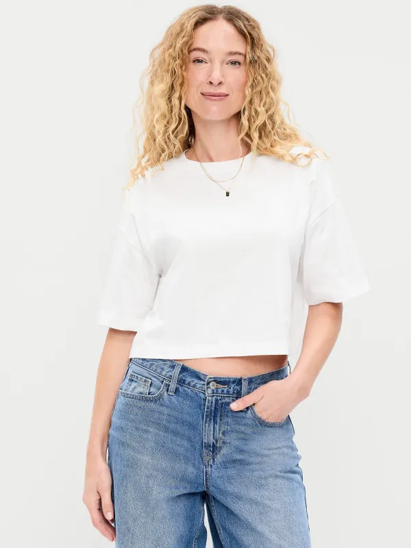 Vintage Crew-Neck Oversized Crop T-Shirt made by GAP