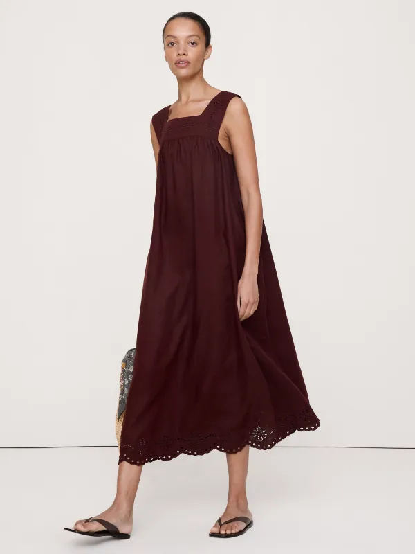 Embroidered Linen Square-Neck Dress made by GAP