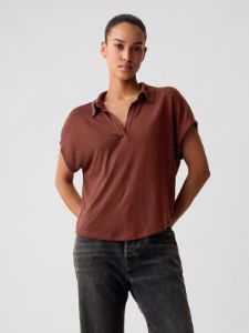 Linen-Blend Polo Shirt sold by GAP