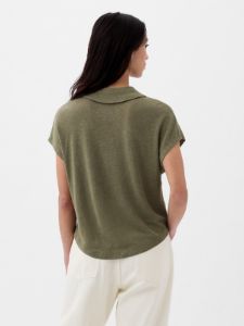 Linen-Blend Polo Shirt sold by GAP