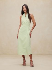 Silk-Linen Wrap-Effect Midi Dress sold by Banana Republic