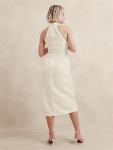 Silk-Linen Wrap-Effect Midi Dress sold by Banana Republic